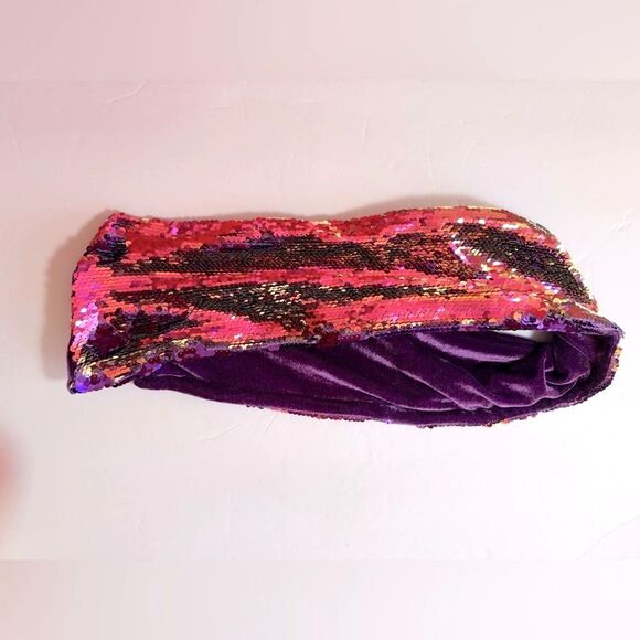 Disco Y2K Purple Velvet and Shiny Sequins Scarf - Picture 4 of 5